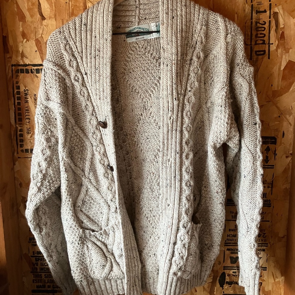 100% Merino Wool Chunky Knit Cardigan Sweater
